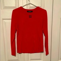 $650 Designer Rare GIVENCHY Men Red Slim Fitted Logo Print Long Sleeve Tee Top M