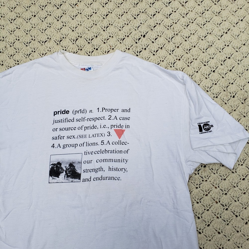 Vtg Aids Prevention Gay Pride Safe Sex LGBTQ Community Graphic T Shirt – Large