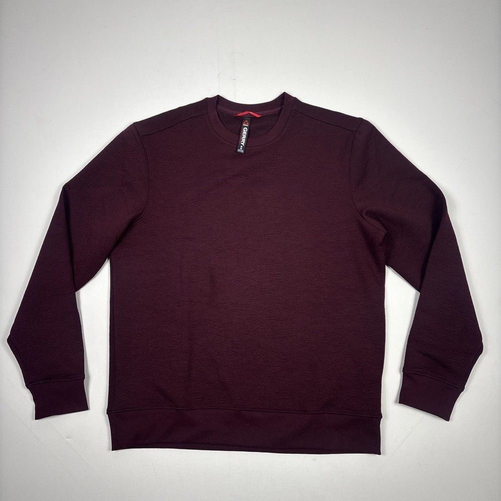 Gerry Mens Thermal Long Sleeved Fleece Shirt Crew Neck Red Maroon Medium