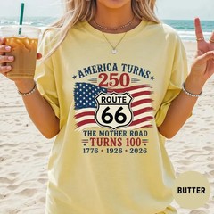 Route 66 100 Years & 250 T-Shirt, 250th Anniversary Gift