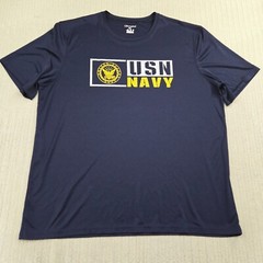 Champion US Navy Shirt Men 2XL XXL Blue Short Sleeve Graphic Performance Stretch
