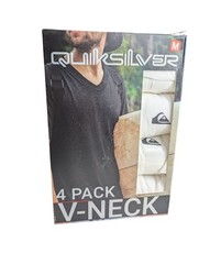 Quicksilver Men’s Size Medium 4 Pack Premium 100% Cotton V-Neck Tees Tag Free