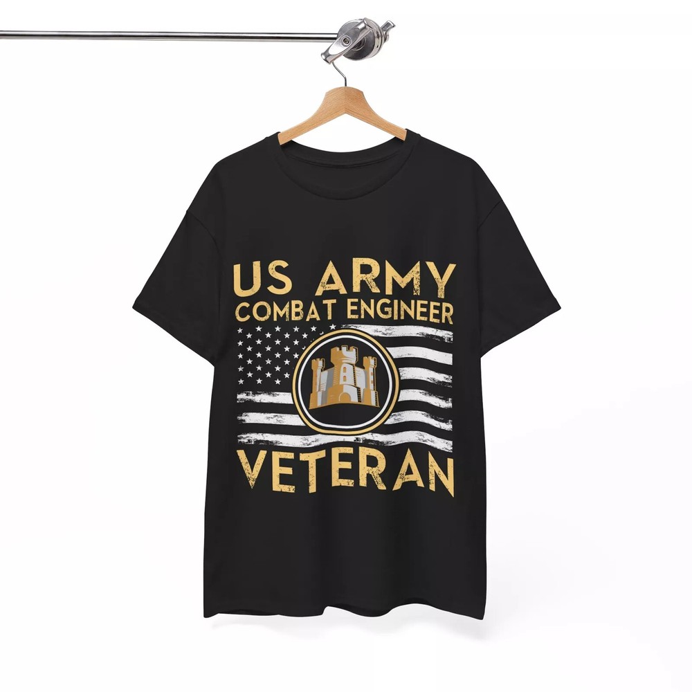 USA Flag Army Veteran tee US Army Combat Engineer Veteran T-Shirt.webp