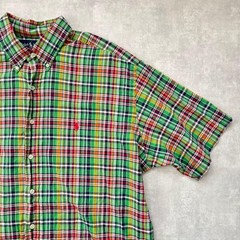 Ralph Lauren Blake Madras Check Short Sleeve Shirt XL Red Pony Made in India Fo