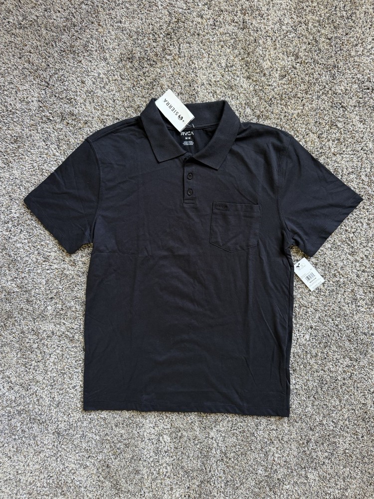 RVCA Mens Medium Black Day Dream Polo SS Brand New NWT