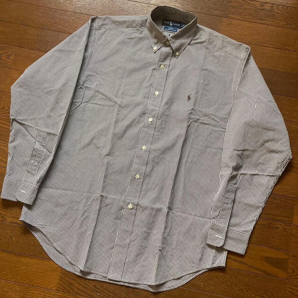 Ralph Lauren Blake Gingham Check Long Sleeve Shirt Brown/White M For 14Y+ Japan