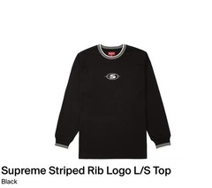 Supreme Striped Rib Logo L/S Top black