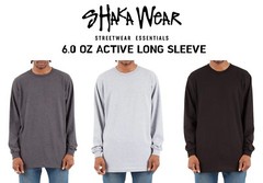 Shaka Wear Men’s Active Basic Casual Plain Cotton Crew Neck Long Sleeve T-shirt