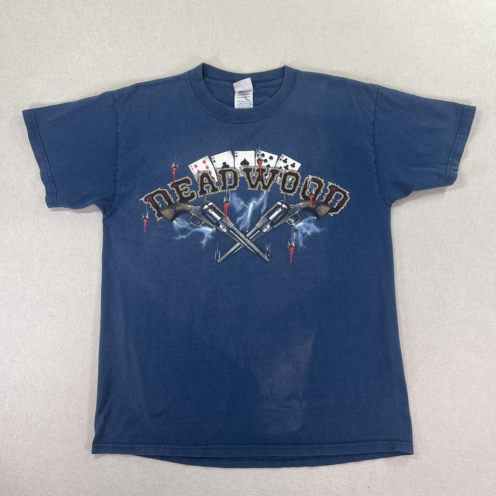 Deadwood Shirt Mens M Blue Delta Wild Bill Rides Again Biker Gambling Tee