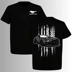Mustang S550 Widebody Muscle Car T Shirt, 2 Sides, Patriotic Distressed US Flag