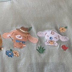 Sanrio Cinnamoroll TShirt Camping Embroidered Green Camp Fire Medium Hello Kitty