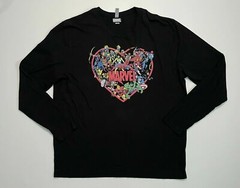 Marvel Avengers Heart Graphic Tee Comic Theme Black Long Sleeve Shirt Men’s XXL