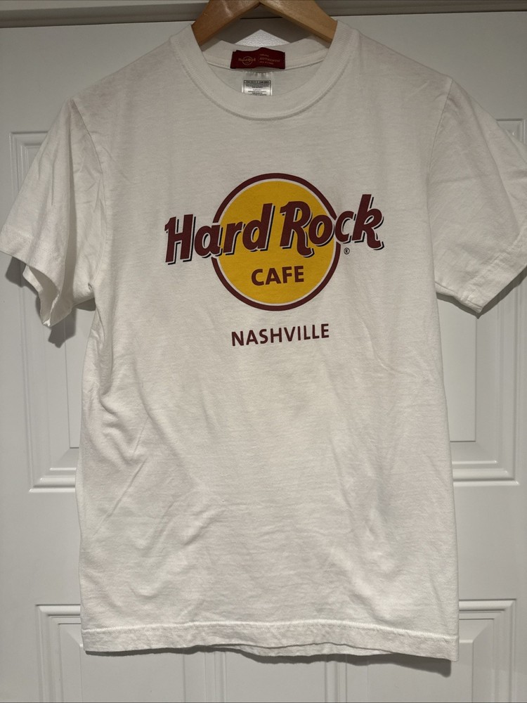 Vintage Hard Rock Cafe T Shirt Adult Small White Nashville Made In UAE