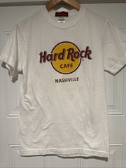 Vintage Hard Rock Cafe T Shirt Adult Small White Nashville Made In UAE