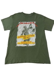 Metallica Shirt Mens Medium Green Damaged Justice 88-89 Tulsa Concert Tour Rock