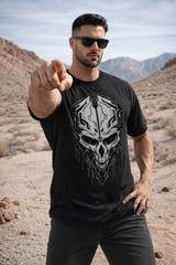 Men’s Ghost Skull Gamer T-Shirt Workout Regular Fit Cotton Tee Summer Streetwear
