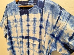 Unisex Handcrafted Indigo Vertical Design Tie Dye Round-Neck Casual Soft T-shirt