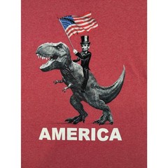 Abraham Lincoln Riding A T-Rex America Red T-Shirt Size Small