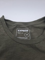 Express T-Shirt Men L Green Pocket Solid Cotton Tee. #46148