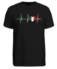 Italy Heartbeat ECG Heart with Italy Flag Love Fan Cupid Men’s T-Shirt