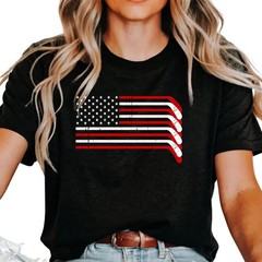 USA Flag Hockey Comfort Tee Patriotic Ice Fan Gift Men Women