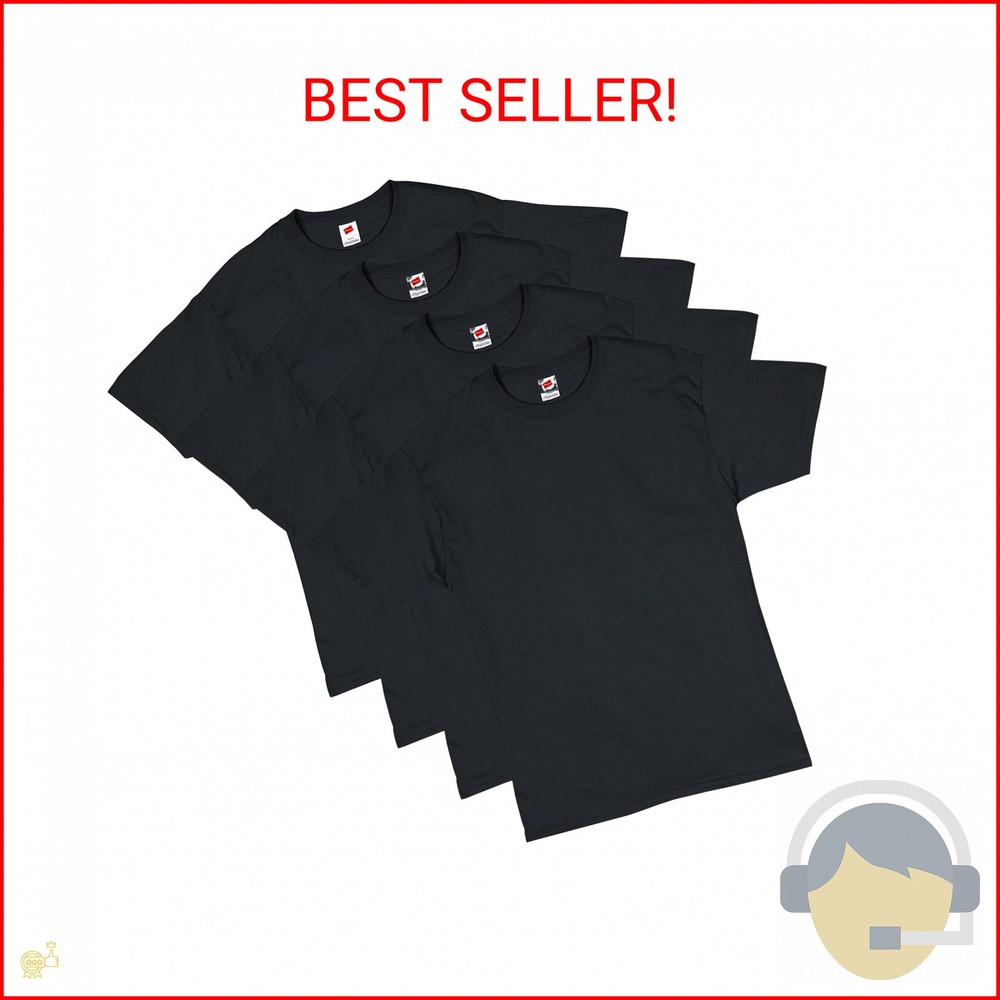 Hanes mens Essentials Short Sleeve T-shirt Value Pack (4-pack) toy tools, Black,