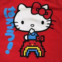 Girl Skateboards x Sanrio Hello Kitty Shirt Unisex L Red 8 bit Rainbow Pixel Art