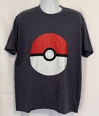 Pokemon T-Shirt Poke Ball Adult Classic Red & White Logo Dark Gray New XL