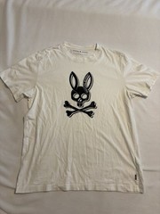 Psycho Bunny Men’s Sz 7 White Serge Embroidered Graphic Tee Shirt