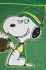 VTG 1990s Snoopy St Patricks Day Joe Shamrock Single Stitch Peanuts Green USA L