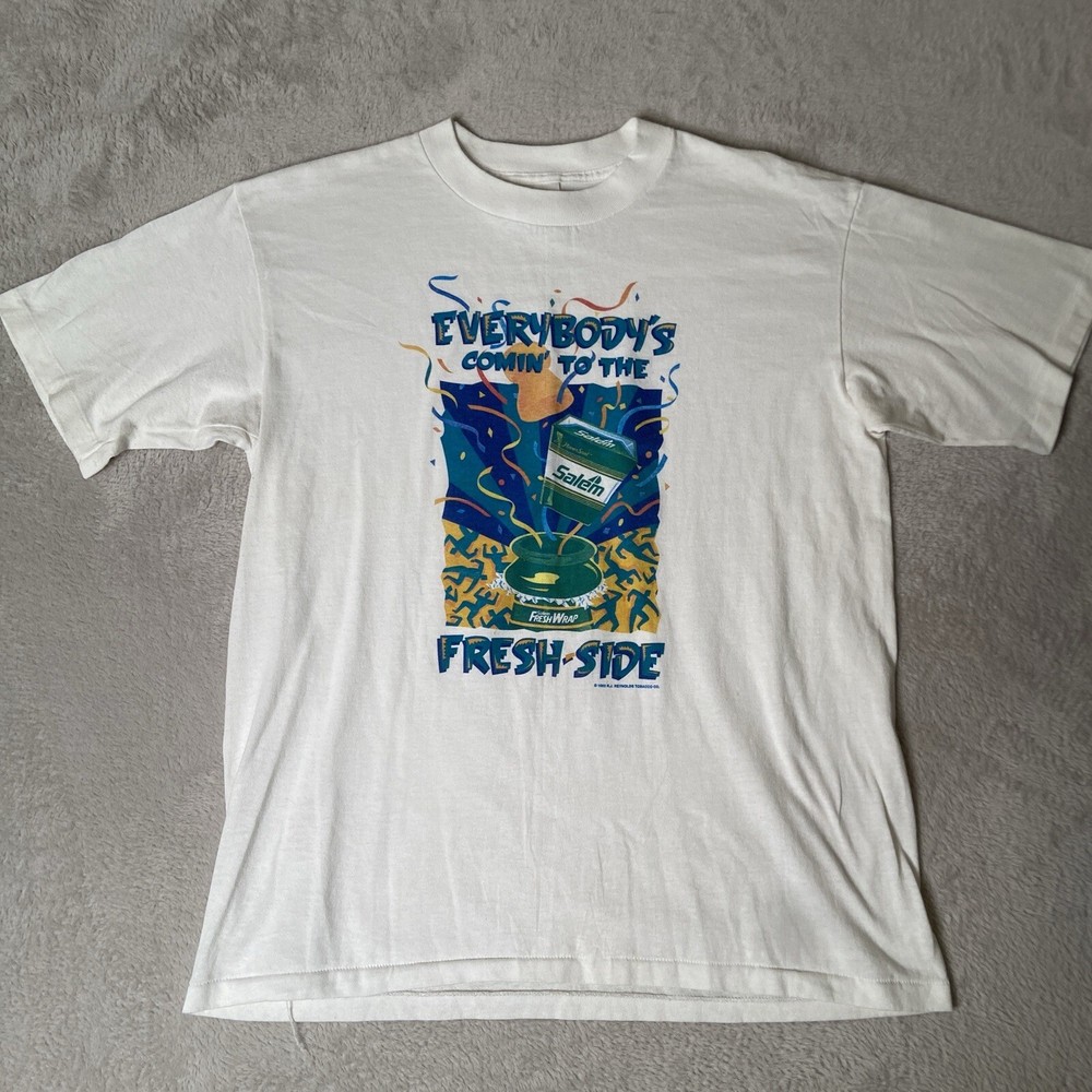 Vintage 1992 Silkworm Salem Cigarette Promo Mens XL White Preowned Graphic Tee