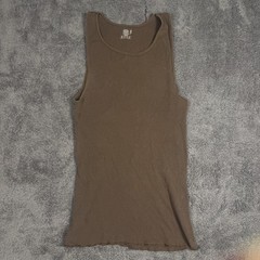 Fruit of the Loom Tank Top Brown Ribbed Lettuce Hem Basic Shirt XL