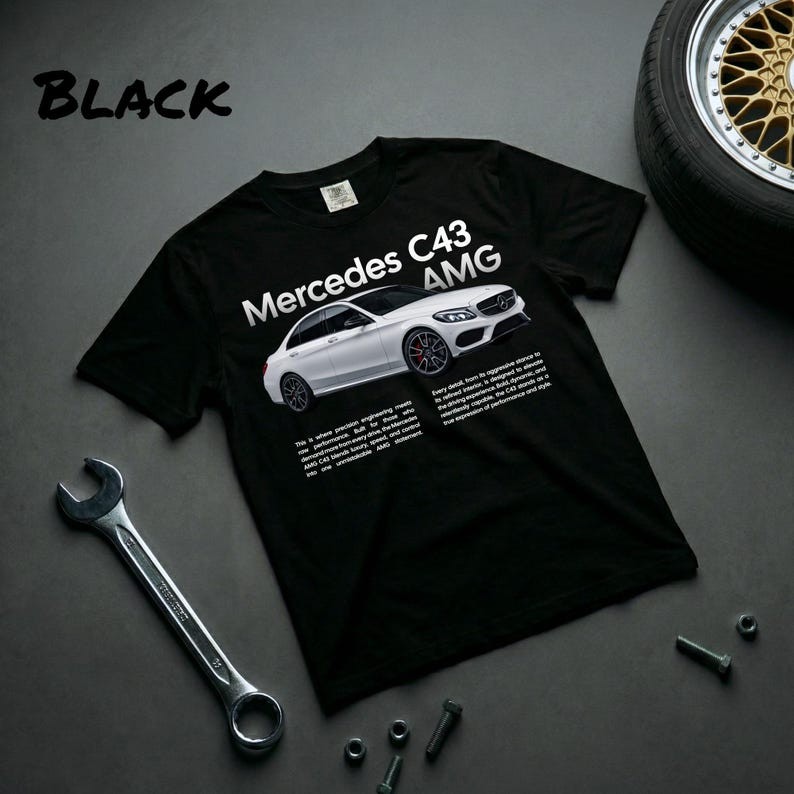 Mercedes C43 T-Shirt | AMG Graphic Cotton Tee | Unisex Car Enthusiast Gift