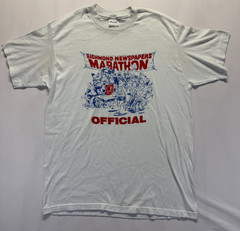 VTG Stedman T Shirt Mens Large White Graphic Print Richmond Newspapers Marathon