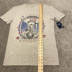 Lucky Brand Shirt Mens Small Gray Liberty Or Death Skull Crew Neck Tee NEW