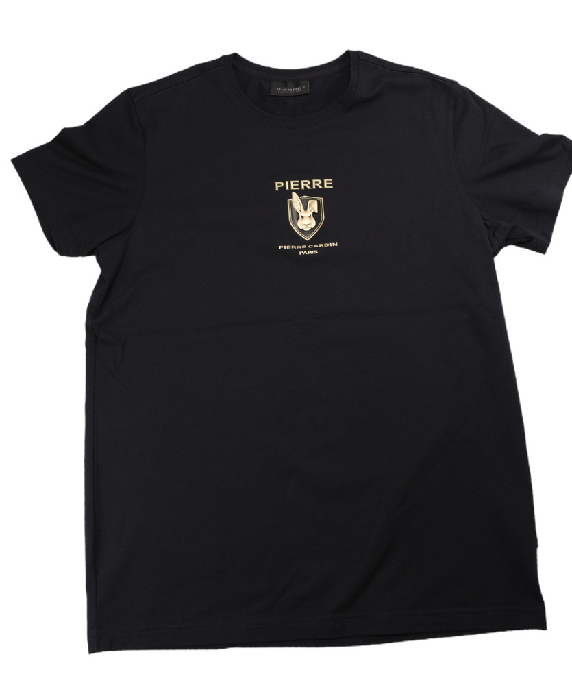 Pierre Cardin T Shirt Size M Extra Slim Fit Black Logo Stretch Cotton Elastane