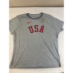 Nike USA Olympics Gray Heather Short Sleeve T-Shirt Mens XXL Ribbed Collar