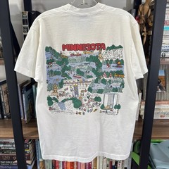 Vintage 90s Minnesota Map Graphic T-Shirt Size Barb McClain 2 Sided Cartoon