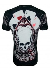 KONFLIC GRAPHIC T-SHIRT Ace of Spades Skull T-Shirt { Black } RED Foil Trim MMA