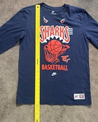 Nike Tee Shanghai Sharks Long Sleeve T-shirt Sz M Blue Embossed Print Basketball