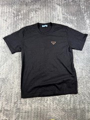 Prada Milano T Shirt Mens Small Black Crew Neck Enameled Metal Triangle Logo