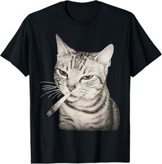 Funny Smoking Cat Cigarette Kitty Gen Z Meme T-Shirt