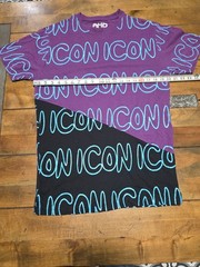AHD Icon Shirt Mens Colorblock Purple Black Neon Slanted Asymmetrical Print Tee