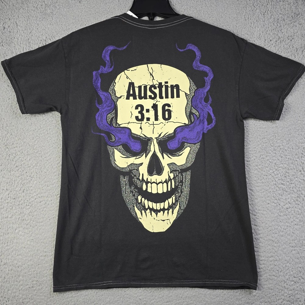 WWE WWF Wrestling Stone Cold Steve Austin Shirt Men Medium GRAY 3:16 Skull NWT B