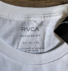 NEW RVCA T Shirt Mens Size XL White Cotton Regular Fit Crew Neck Short Sleeve