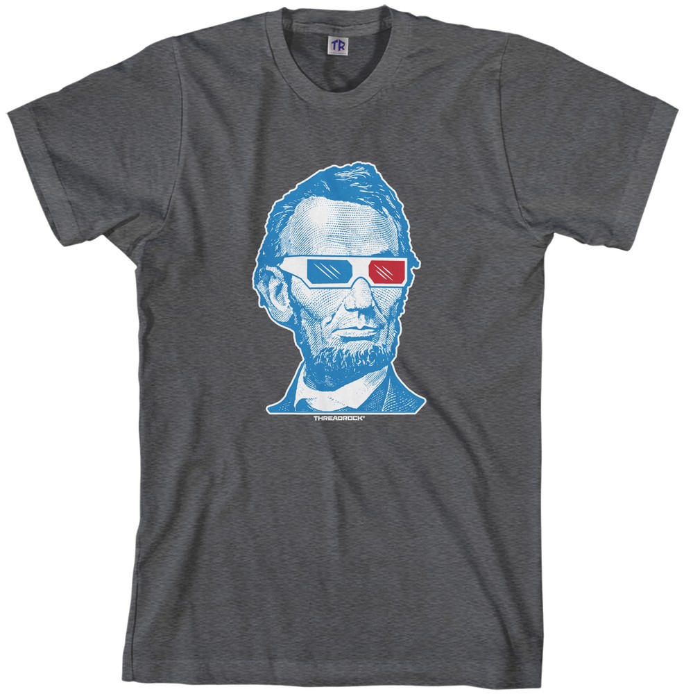 Threadrock Men’s Abraham Lincoln 3D Glasses T-shirt Honest Abe USA
