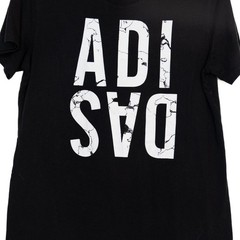 Adidas Size L Go-To Performance Tee Black White Graphic Logo