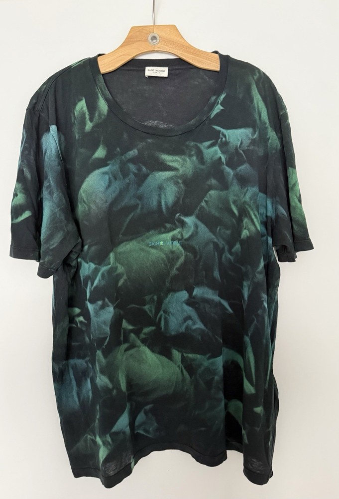SAINT LAURENT Paris Tie Dye T-Shirt Tee Rive Gauche Archive Logo Black XXL $550