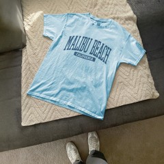 Malibu Beach California Souvenir Beach, Retro, Minimalist T-Shirt Light Blue