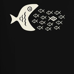 Big Fish Eats Small Fish School of Fish Sea Ocean Maritime Mens T-Shirt